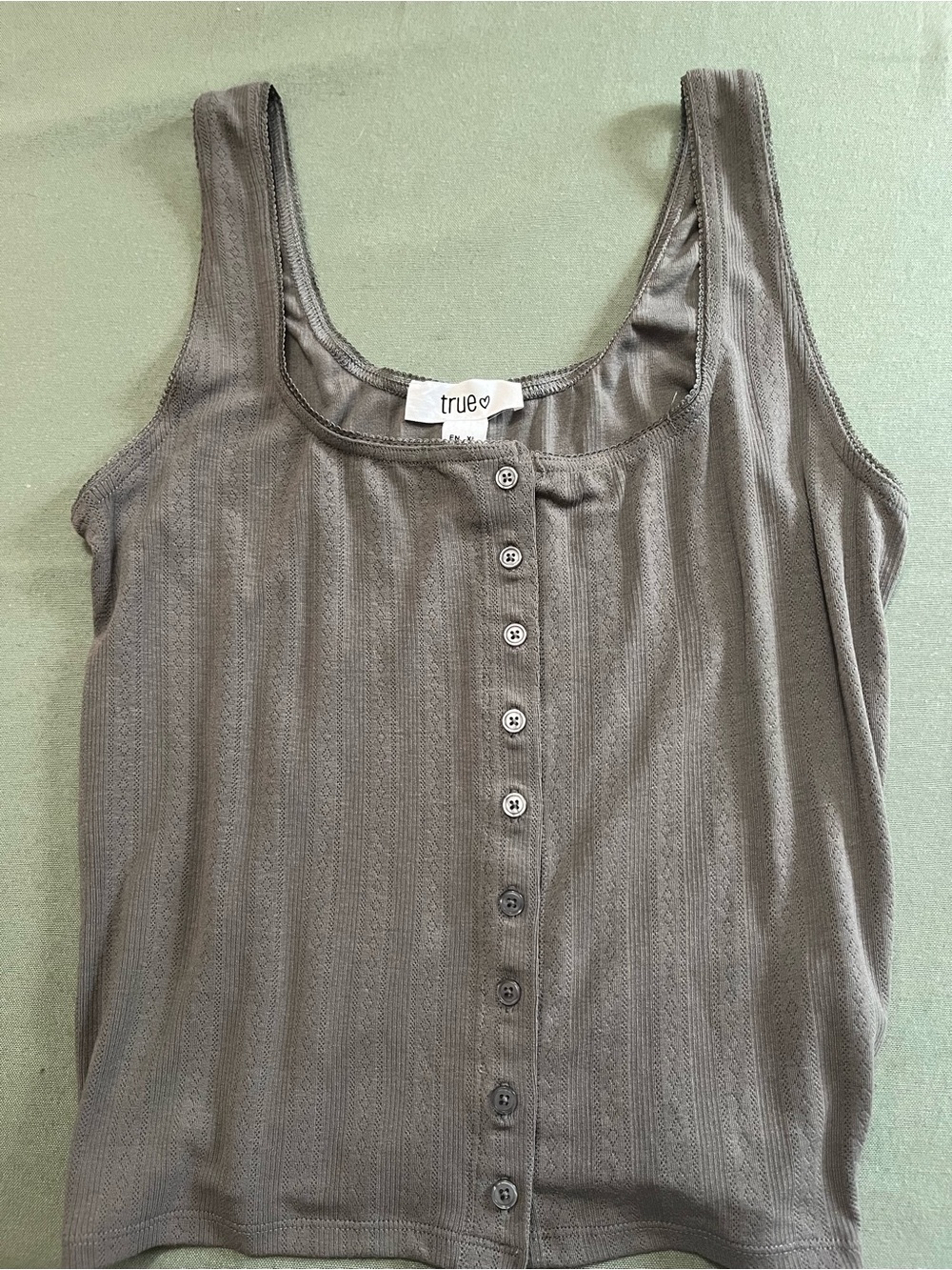true♡ Gray Button-Front Tank Top